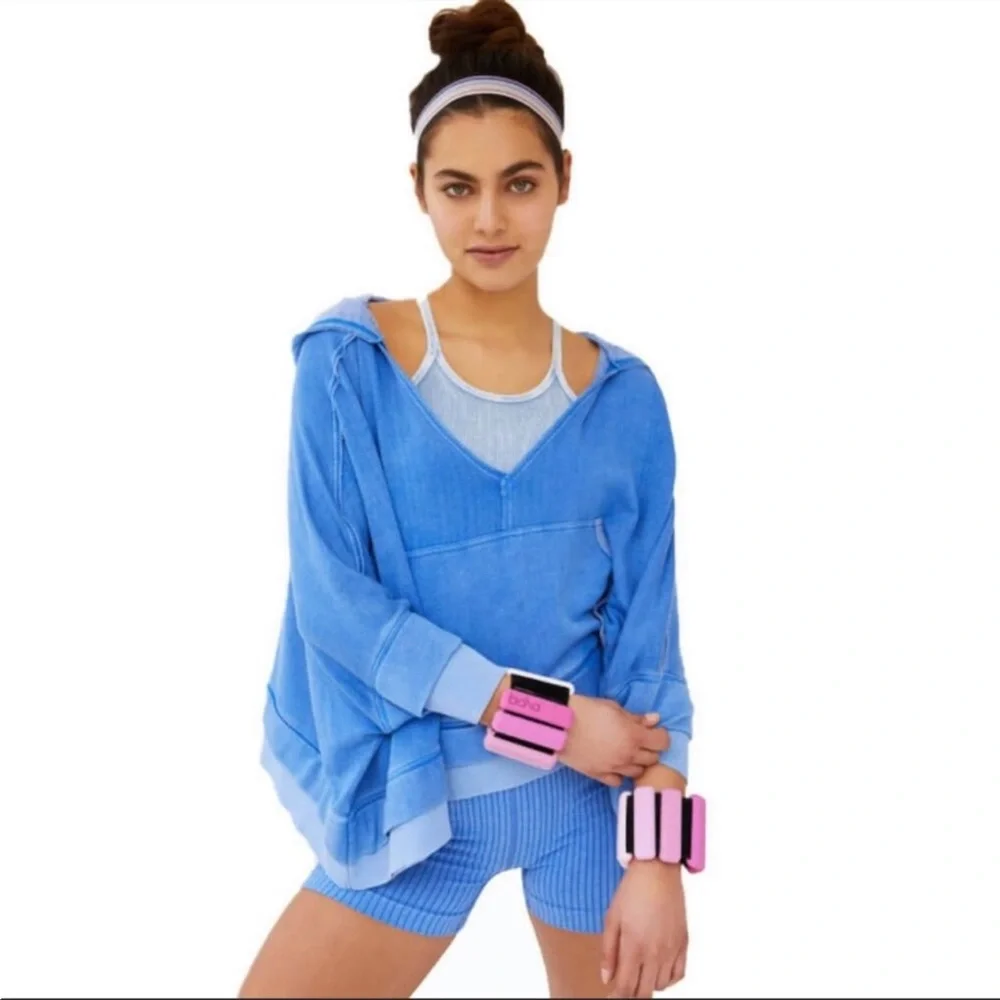 Free People Blue Hooded Bonfire Sweatshirt - Picture 3 of 3
